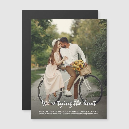 Simply Elegant Photo Save the Date Magnet Card (Devant / Derrière)