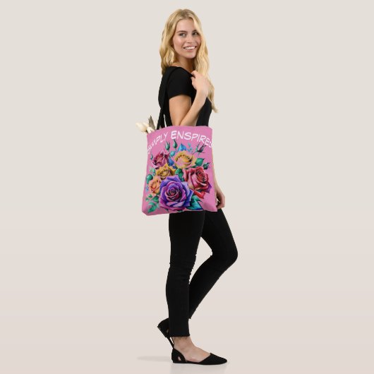 Simply Enspired waterkleur Rozen Canvas tas (Op model)