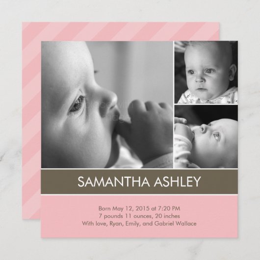 Simply Lovely - 3 Photos Faire-part de naissance (Devant / Derrière)