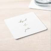 Simply Modern Gold Script Names Wedding  Vierkante Kartonnen Onderzetter (Schuin)