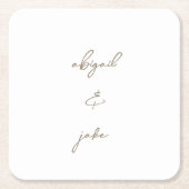 Simply Modern Gold Script Names Wedding  Vierkante Kartonnen Onderzetter (Voorkant)