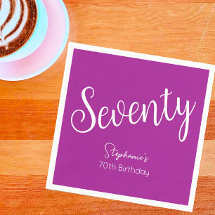 Simply Modern Script Donkerroze 70ste verjaardag Servet