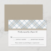 Simply Plaid Blauw & Tan Trouw RSVP Kaartje (Voorkant / Achterkant)