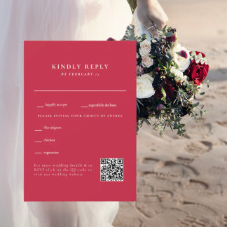 Simply Red Huwelijks QR-code RSVP Kaartje