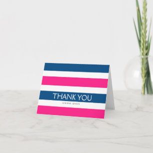 Simply Stripes Merci Note Card / Marine Pink