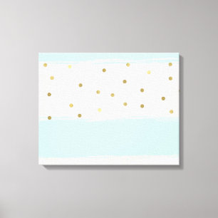 Simply Sweet Peach Mint Gold Stripes Confetti Canvas Afdruk