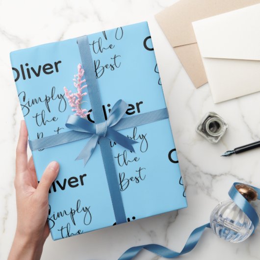 Simply the Best Personalized Pale Blue Cadeaupapier (Geschenken)