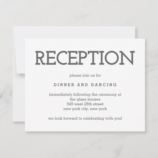 Simply Timeless EDITABLE COLOR Reception Kaart (Voorkant)