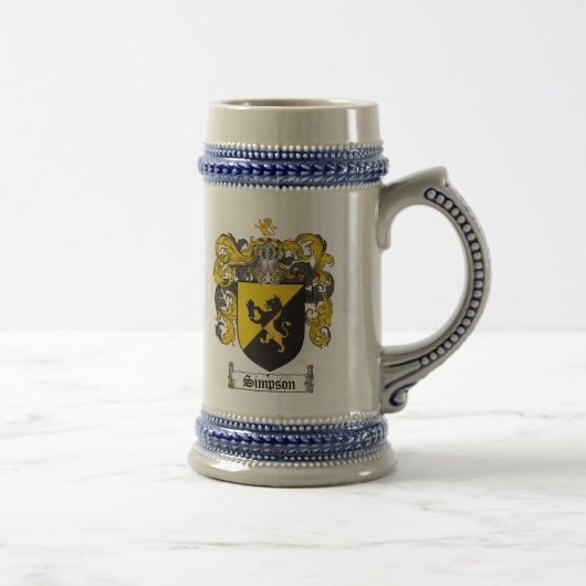 Simpson Coat of Arms Stein Bierpul (Rechts)