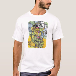 Sims, retro skateboard op shirt design