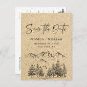 Simulated Kraft Paper Wedding Save the Date Briefkaart (Voorkant / Achterkant)