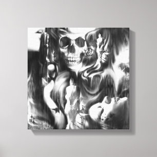 Sin- en Roke-gemengde media canvasillustraties. Canvas Afdruk