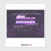 Sina Nom Prénom lila retro Sticker (Feuille)