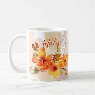 Sina waterverf herfst bloemstuk gepersonaliseerd koffiemok