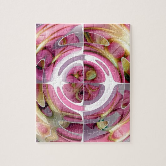 Sinaas en Roze Abstracte Collage Legpuzzel (Verticaal)