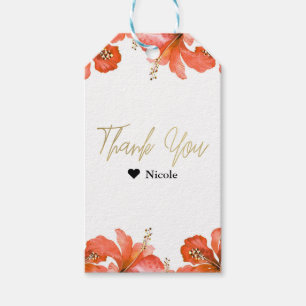 Sinaas Hibiscus Tropische Bloemen Witte Feest Favo Cadeaulabel