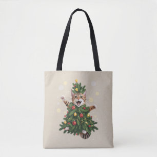 Sinaas Oranje Kat Kerstboom Mooie Kerstmis  Draagtas