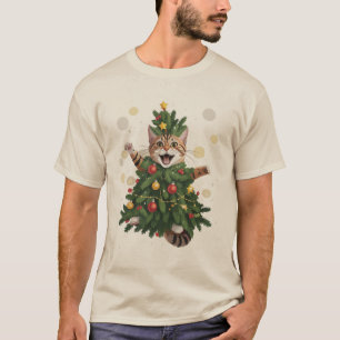 Sinaas Oranje Kat Kerstboom Schattig Kerstmis  T-shirt