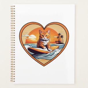 Sinaas Oranje Tabby Surfende Kat Planner