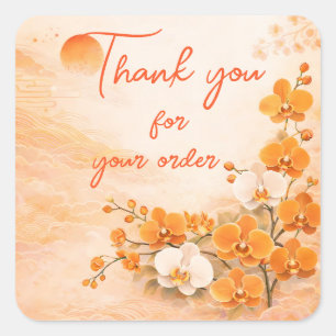 Sinaas orchidee Dank u voor uw bestelling Vierkante Sticker
