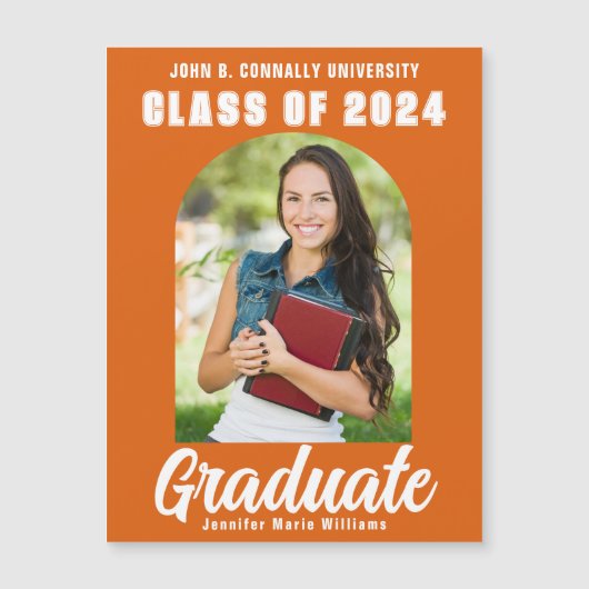 Sinaasappel 2024 Afstuderen foto boog magneet Kaar (Voorkant)