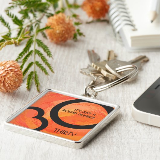 Sinaasappel 30 decennium van de geboorte sleutelhanger (Zijkant)