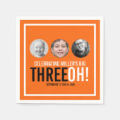 Sinaasappel 30e verjaardag groot Drie OH! aangepas Servet (Voorkant)
