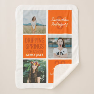 Sinaasappel 3-Photo Fun Boxes Class Year Sherpa Bl Deken