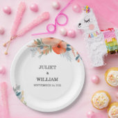 Sinaasappel 70s 80s 90s Roze Peach Kleurrijke Brui Papieren Bordje (Feest)