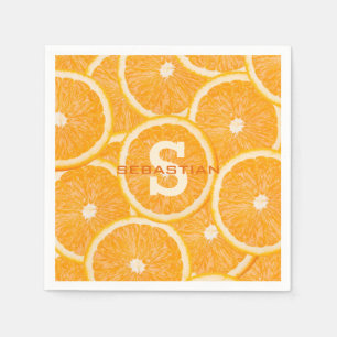 Sinaasappel aangepaste monogram papier servetten