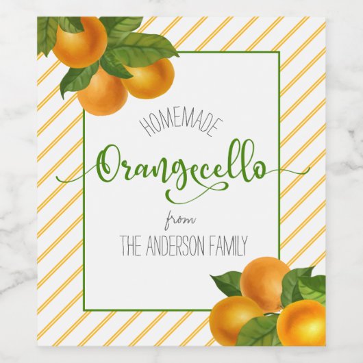 Sinaasappel aangepaste naam Orangecello waterverf Wijn Etiket (Enkel label)