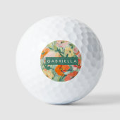 Sinaasappel Abstracte Klaproos Bloemige Persoonlij Golfballen (Voorkant)