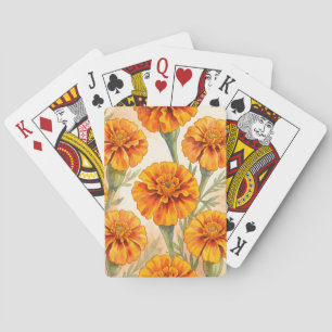 Sinaasappel afrikaantje bloemen patroon pokerkaarten