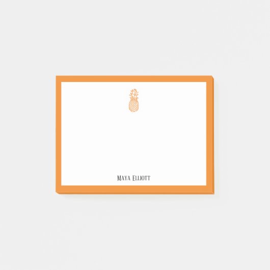 Sinaasappel Ananas en Rand op Wit met Naam Post-it® Notes (Voorkant)