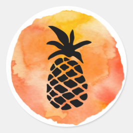 Sinaasappel Ananas Ontwerp Ronde Sticker