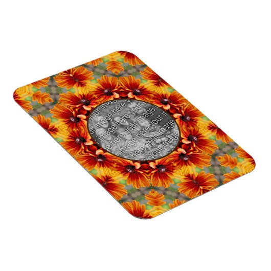 Sinaasappel Black Eyed Susan Daisy Uw foto toevoeg Magneet (Rechterzijde)