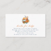 Sinaasappel & Blauw Bloemen Pompoenen Boeken voor Informatiekaartje (Voorkant)