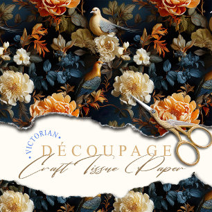 Sinaasappel Blauw en Crème Georgisch Geïnspireerd  Tissuepapier