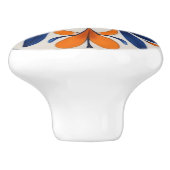 Sinaasappel & Blauw Symmetrisch Abstract Mediterra Keramische Knop (Zijkant)