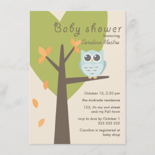 Sinaasappel Blauwe Herfst Baby shower Groene Boom Kaart