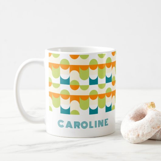 Sinaasappel Blauwgroen Blauw Lime Groen Mideeuwse Koffiemok (Met donut)