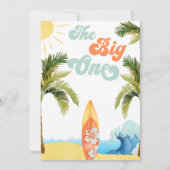 Sinaasappel Blauwgroen Surf Wave Big One 1e Verjaa Kaart (Achterkant)