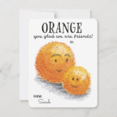 Sinaasappel, blij dat we vrienden zijn met Valenti Feestdagenkaart (Voorkant)