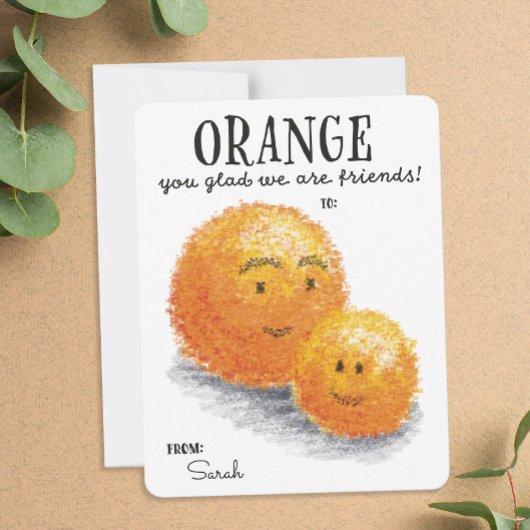 Sinaasappel, blij dat we vrienden zijn met Valenti Feestdagenkaart