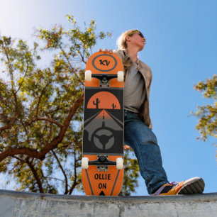 Sinaasappel/Blk, gemonteerd als "Ollie on"-skatebo Skateboard