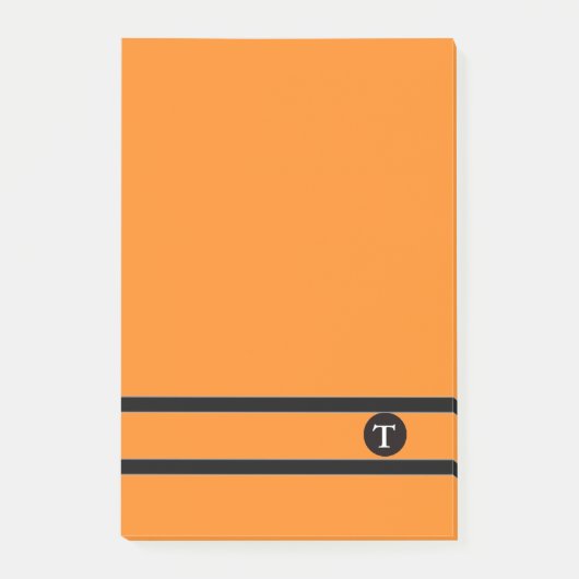 Sinaasappel & Blk Strip Monogram Post-it® notes-II Notes (Voorkant)