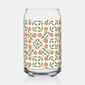 Sinaasappel Bloemen, Bloemmotief, Groene planten, Blikvorm Glas (Voorkant)