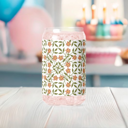 Sinaasappel Bloemen, Bloemmotief, Groene planten, Blikvorm Glas (Insitu (Baby Shower))
