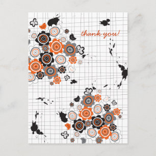 Sinaasappel Bloemen Kuikens Grunge Inktvlekken Doo Briefkaart