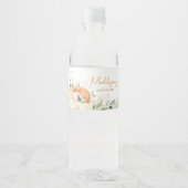 Sinaasappel Bloemenzoet klein pompoen Baby shower Waterfles Etiket (Voorkant)